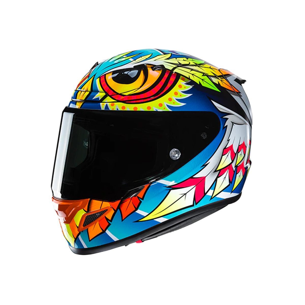 Capacete Moto Hjc Rpha 12 Spasso Azul Amarelo Laranja Branco