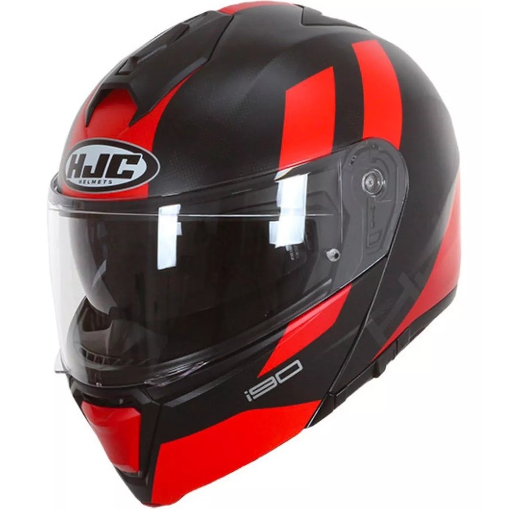 Capacete Moto Hjc I90 Articulado Syrex Preto Vermelho