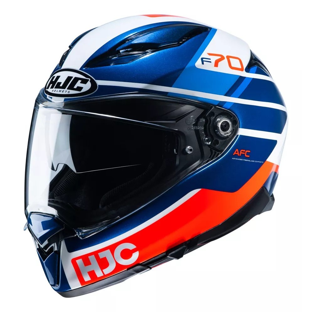 Capacete Moto Hjc F70 Tino Azul Branco Laranja