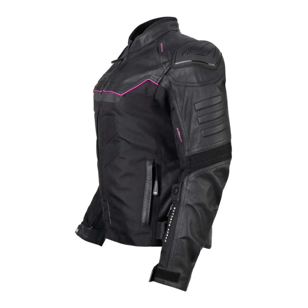 Jaqueta Moto Texx Falcon V2 Feminina Couro Preta Rosa