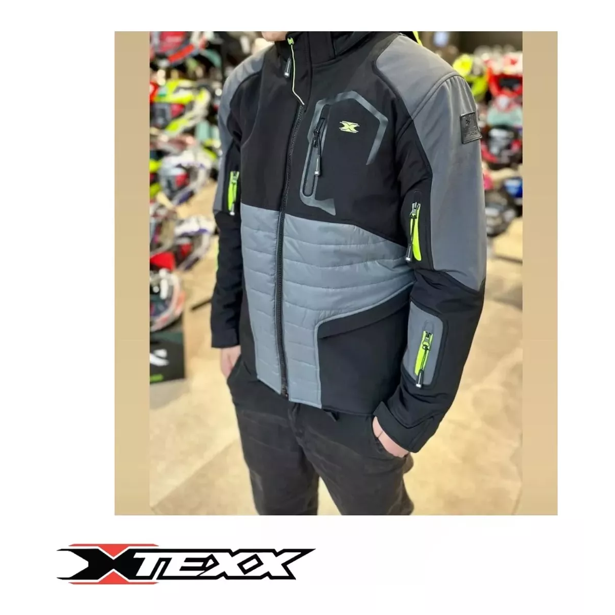 Jaqueta Moto Texx Miami Unissex Cinza Preta Verde