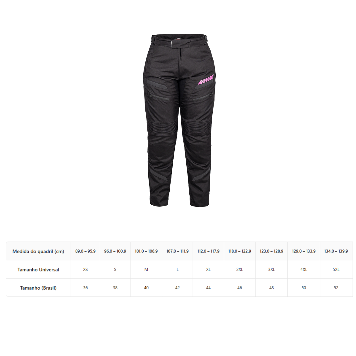 Calça Moto Texx New Strike V3 Feminino Preto Rosa