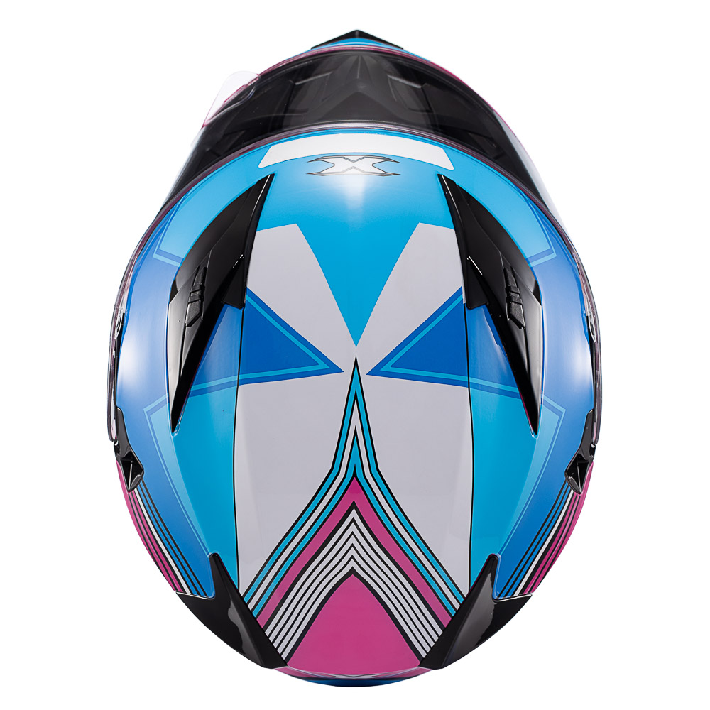 Capacete Moto Texx Strike Superstar Azul Rosa Branco