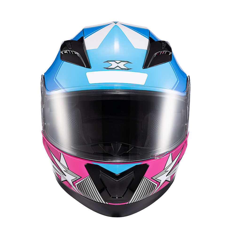 Capacete Moto Texx Strike Superstar Azul Rosa Branco