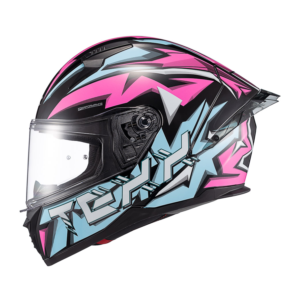 Capacete Moto Texx Raptor Genesis Azul Rosa Branco