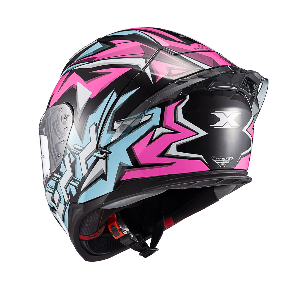 Capacete Moto Texx Raptor Genesis Azul Rosa Branco