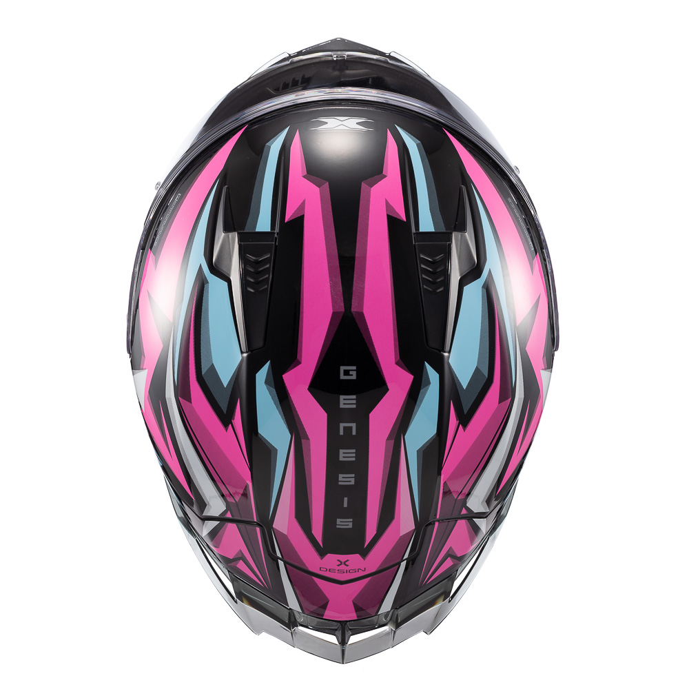 Capacete Moto Texx Raptor Genesis Azul Rosa Branco
