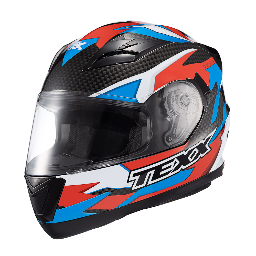 Capacete Moto Texx Strike Ride Azul Vermelho Branco Preto