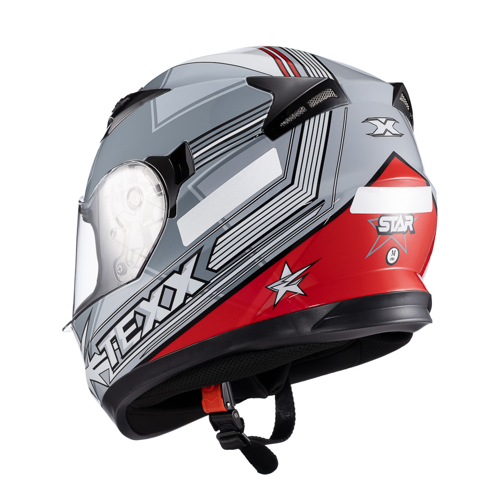 Capacete Moto Texx Strike Superstar Cinza Vermelho Branco