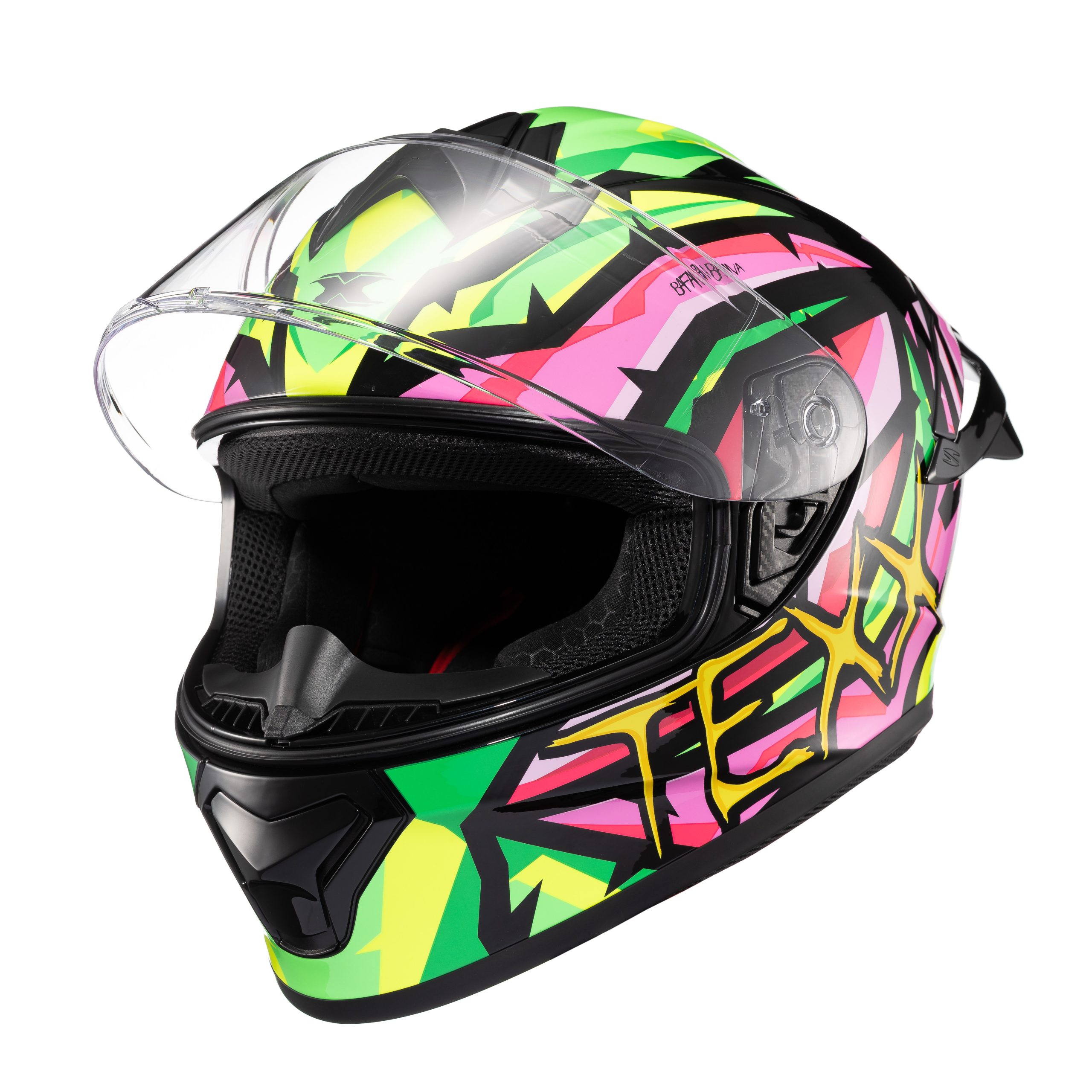 Capacete Moto Texx Spihe Maasai Verde Rosa