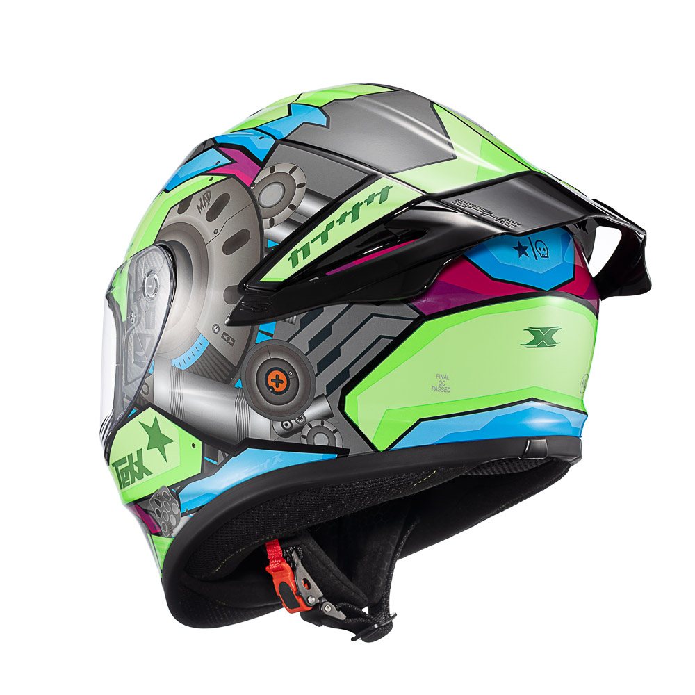 Capacete Moto Texx Spihe Gear Verde Azul Rosa