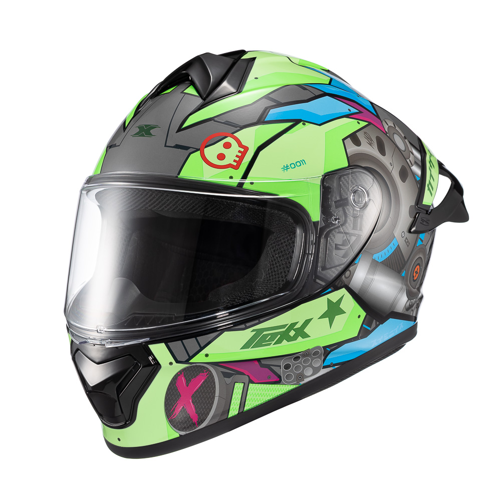 Capacete Moto Texx Spihe Gear Verde Azul Rosa