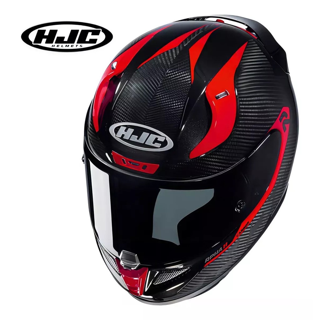 Capacete Moto Hjc Rpha 11 Carbon Bleer Preto Vermelho