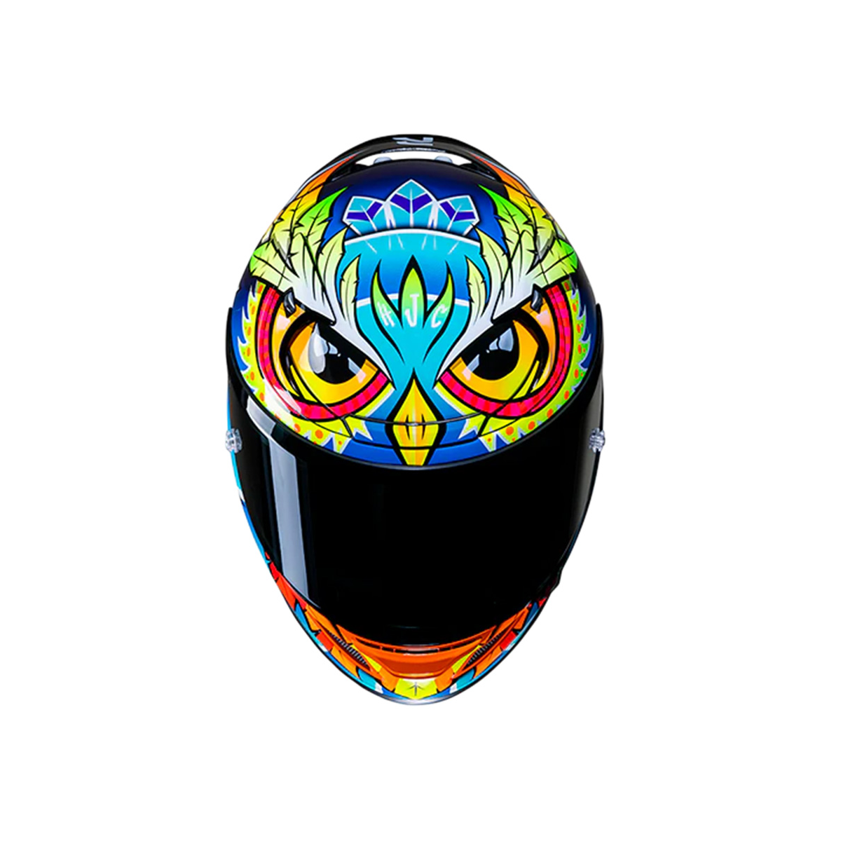 Capacete Moto Hjc Rpha 12 Spasso Azul Amarelo Laranja Branco