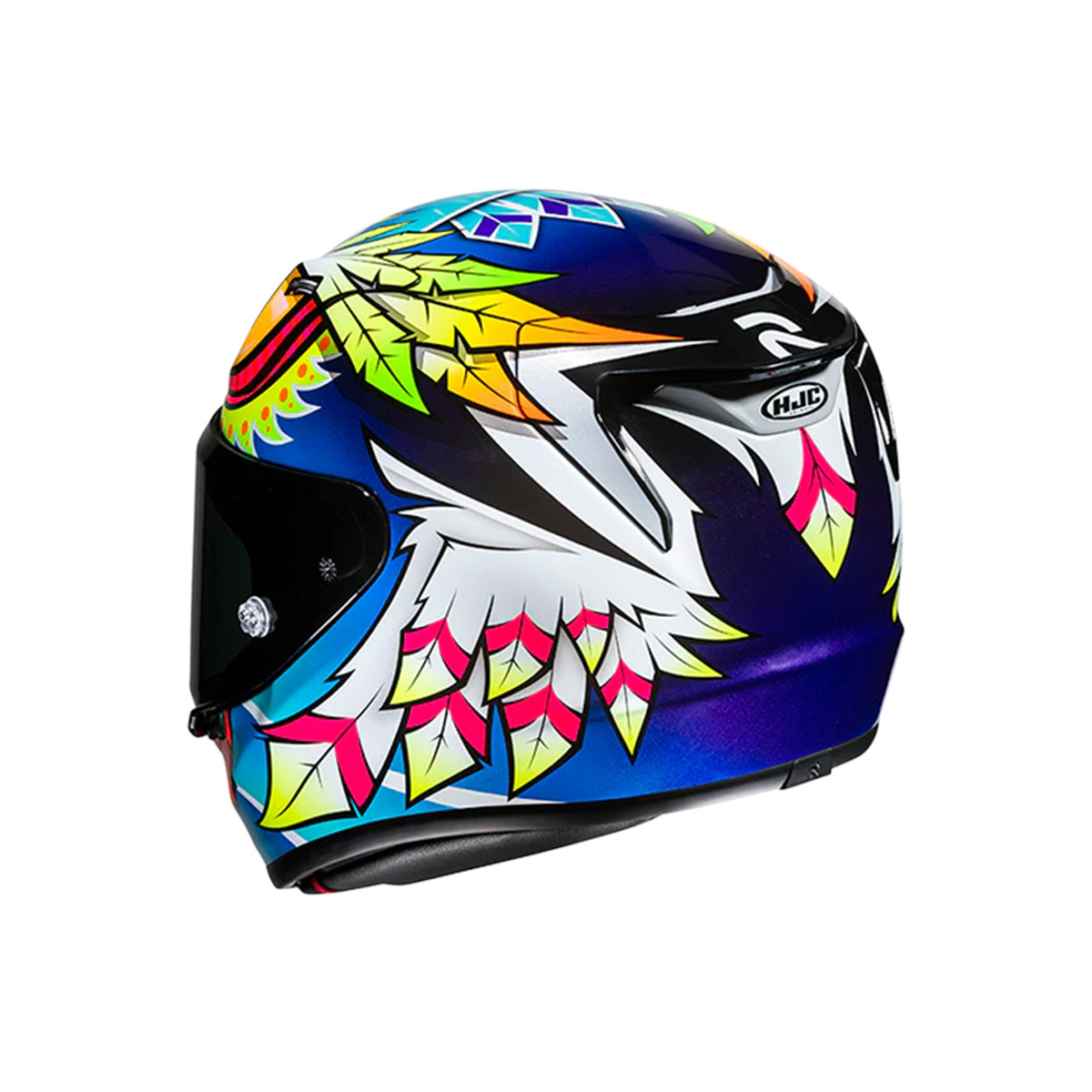 Capacete Moto Hjc Rpha 12 Spasso Azul Amarelo Laranja Branco