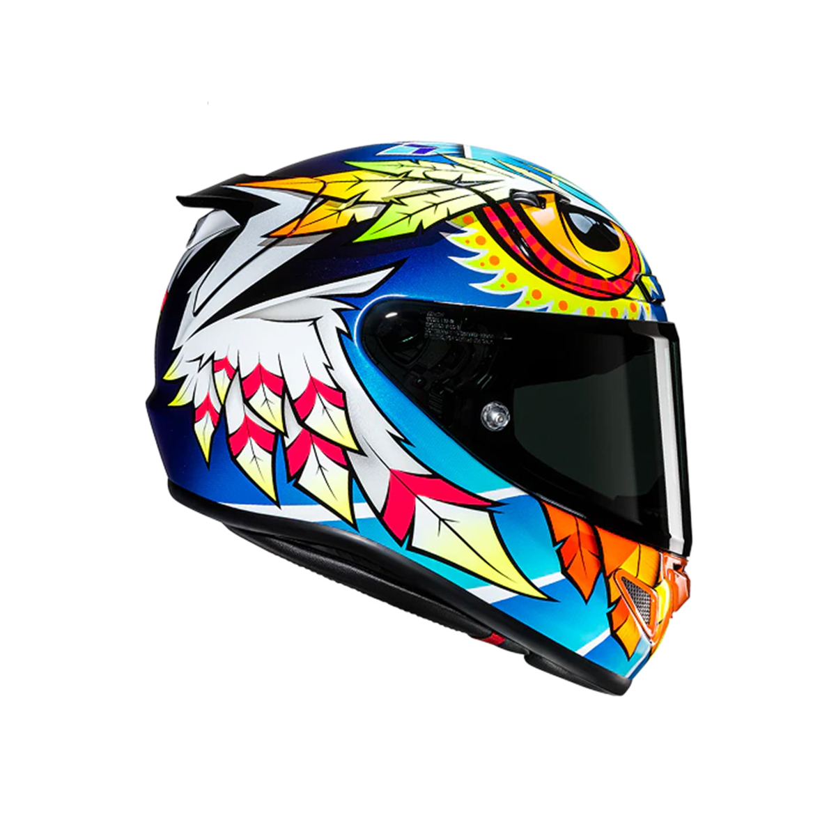 Capacete Moto Hjc Rpha 12 Spasso Azul Amarelo Laranja Branco