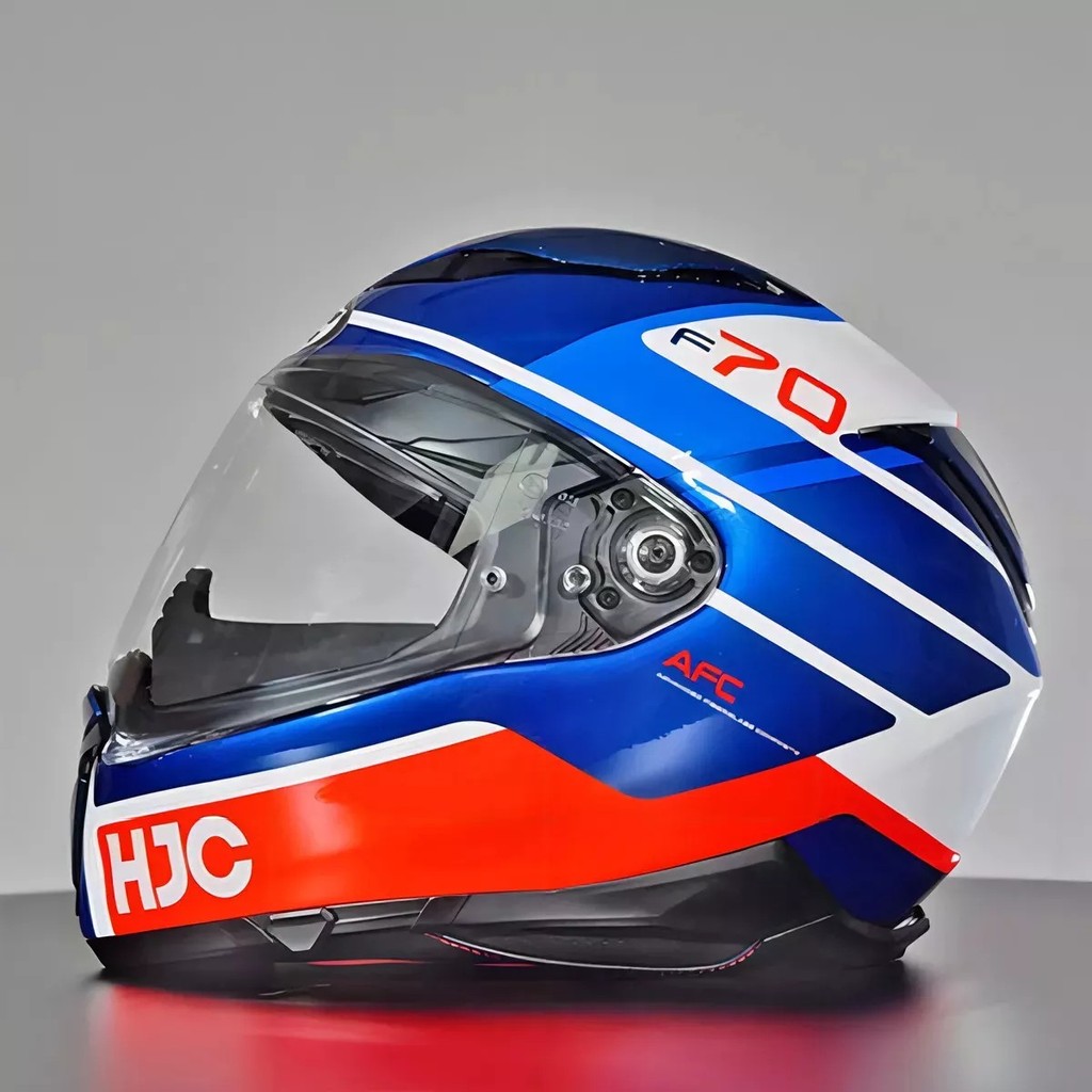 Capacete Moto Hjc F70 Tino Azul Branco Laranja