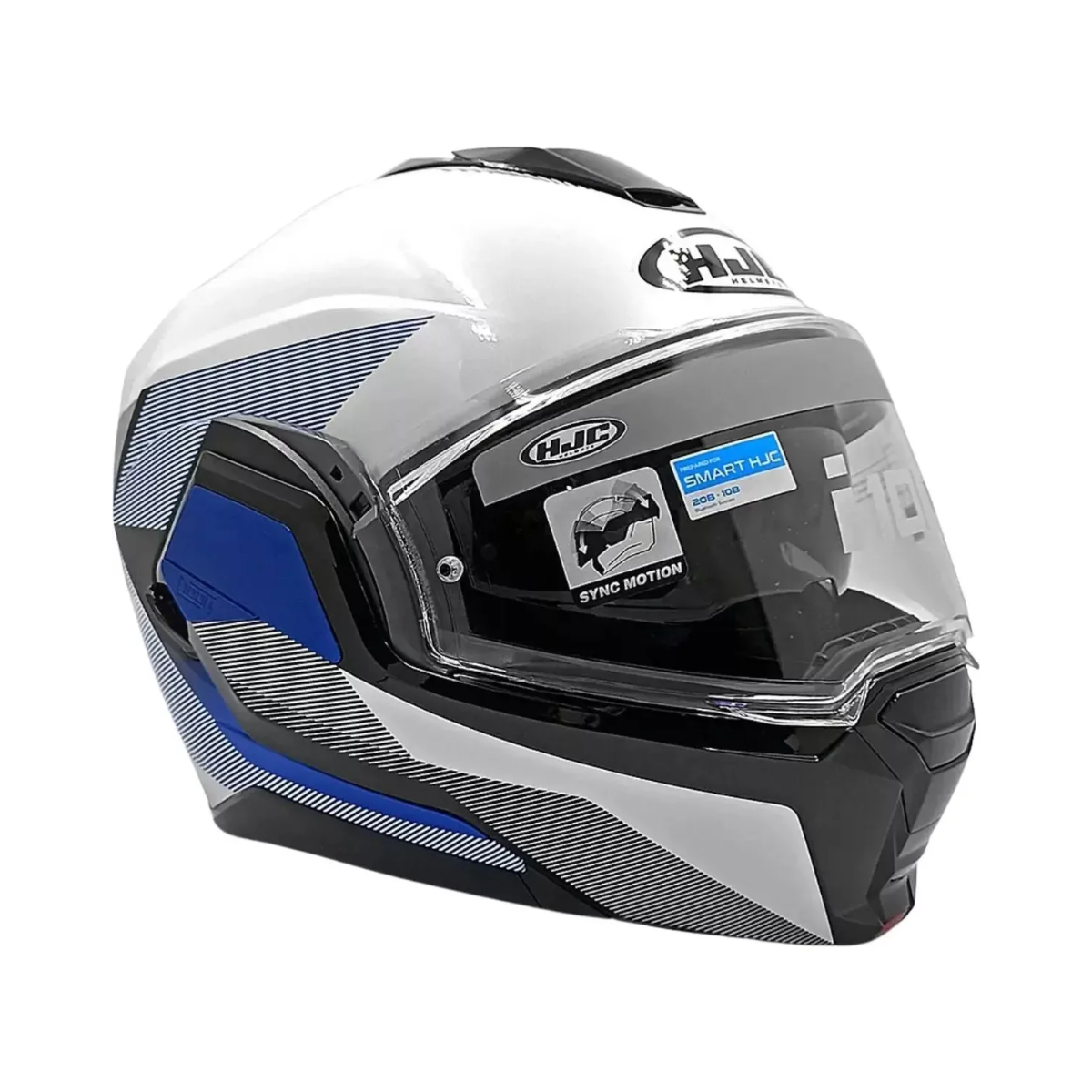 Capacete Moto Hjc I100 180 Beston Branco Azul Cinza