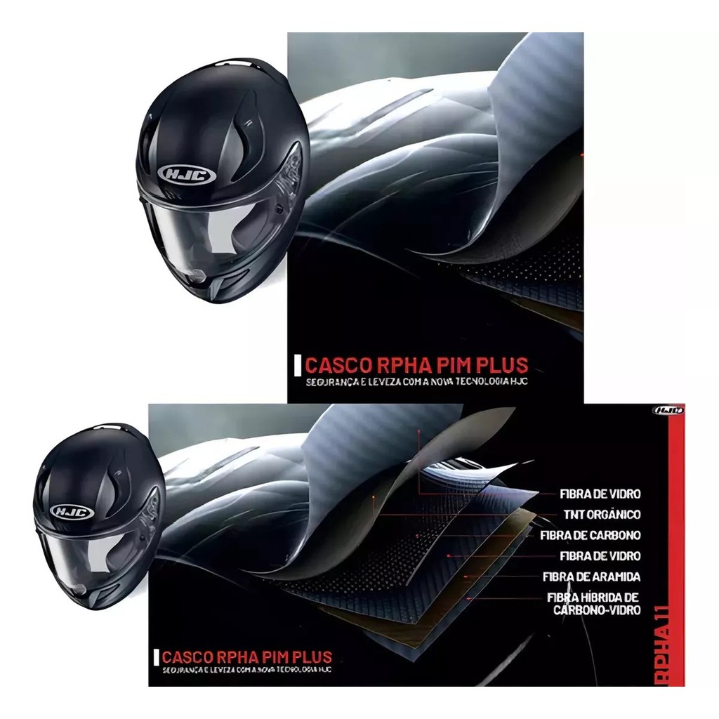Capacete Moto Hjc Rpha 11 Carbon Bleer Preto Vermelho