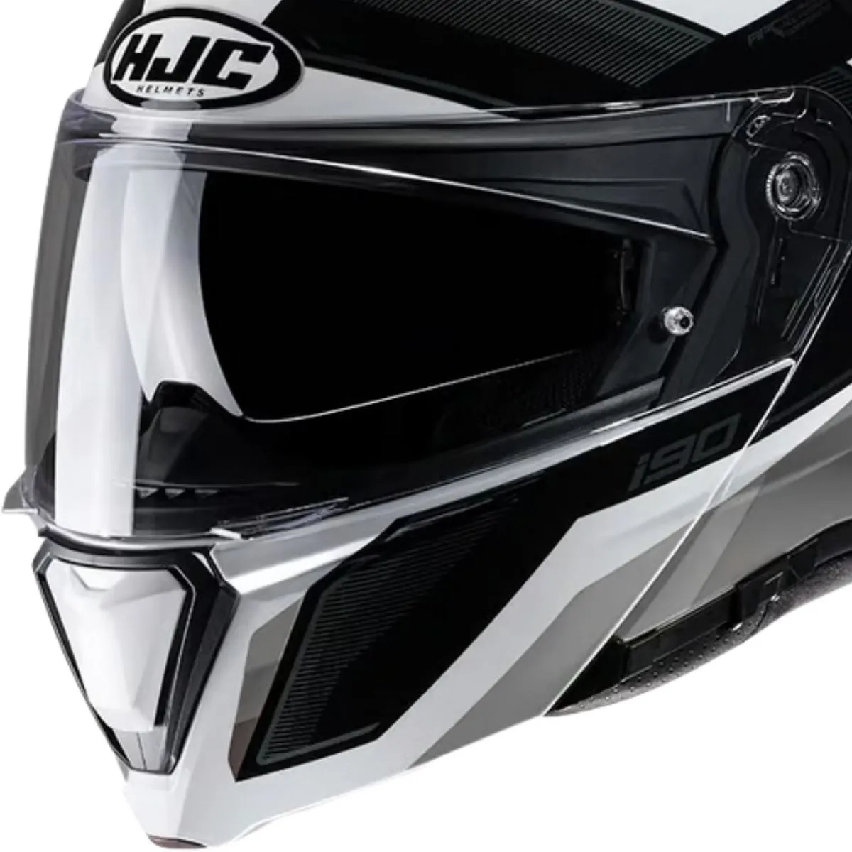 Capacete Moto Hjc I90 Lark Preto Branco Cinza