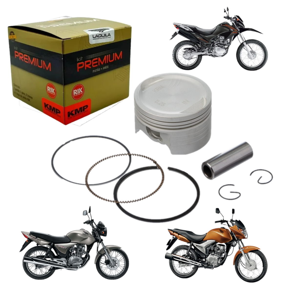 Kit Pistão Anéis Premium Titan Bros 150 Std 025 050 075 100