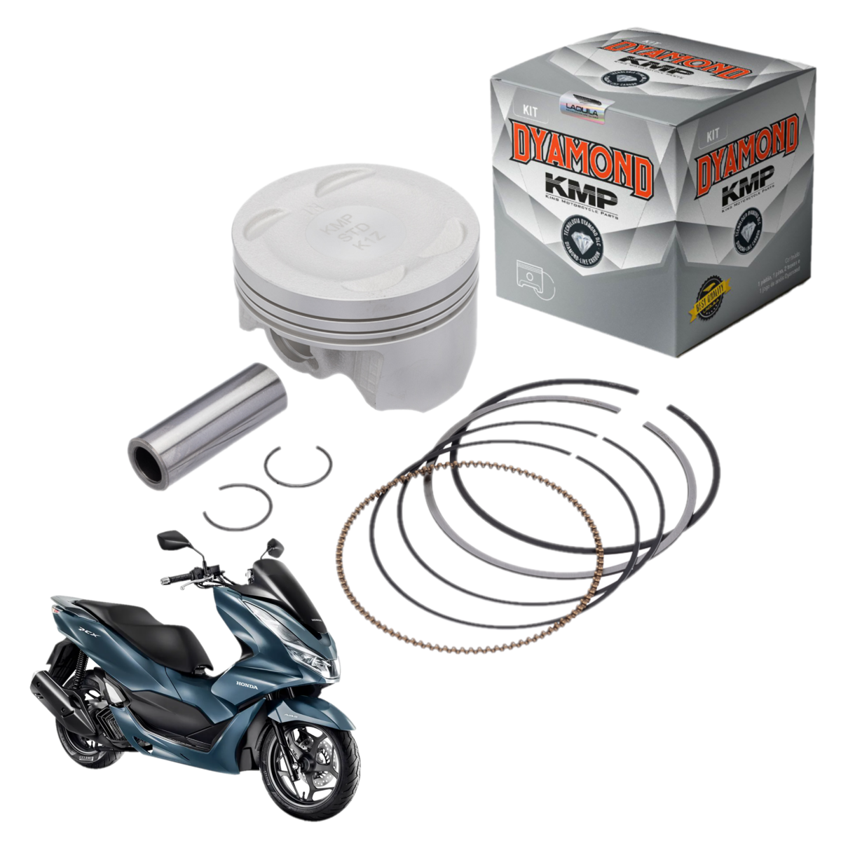 Kit Pistão Anéis Pcx 160 Std 0.25 0.50 0.75 1.00 Dyamond Kmp