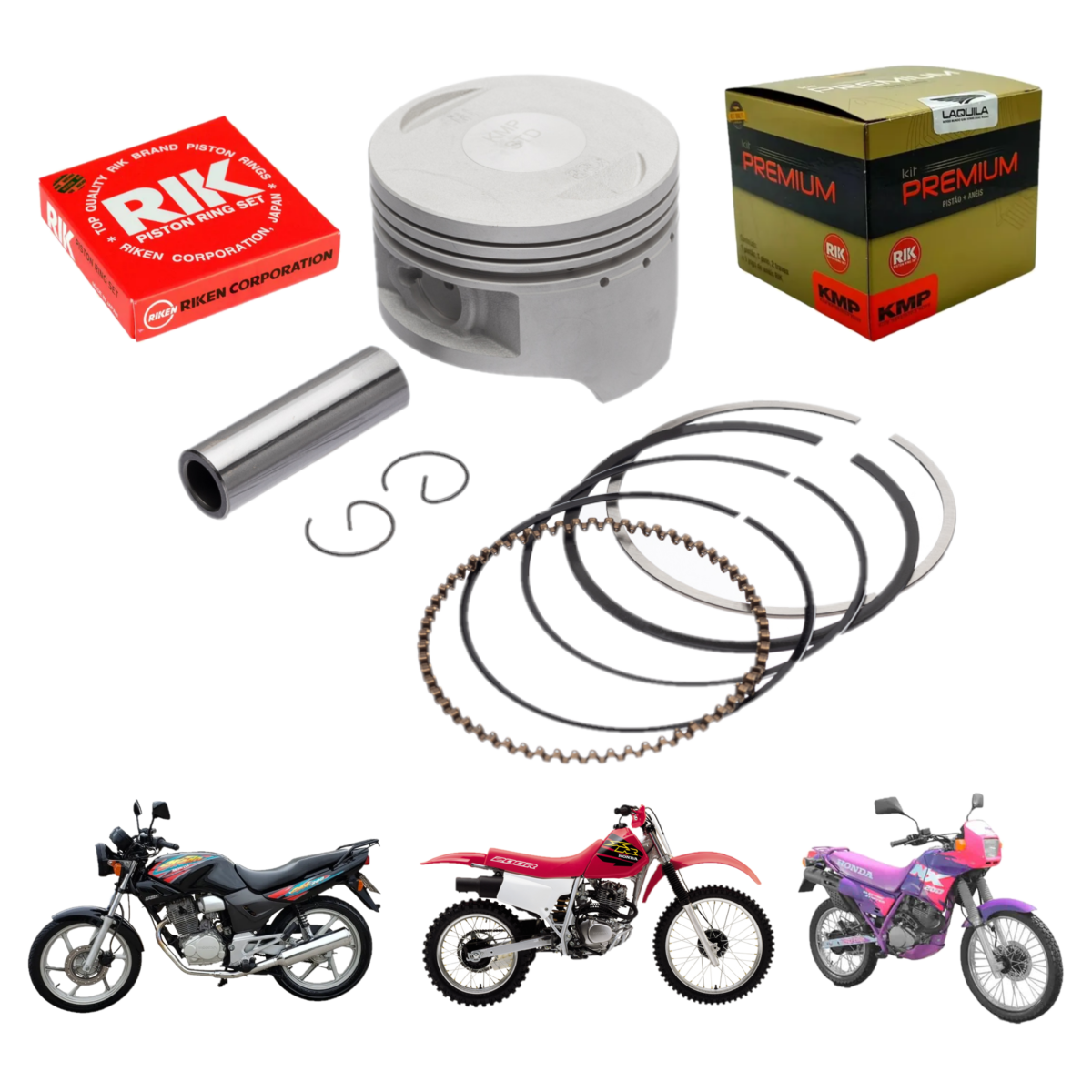 Kit Pistão Anéis Cbx Nx Xr 200 2.50 3.00 Premium