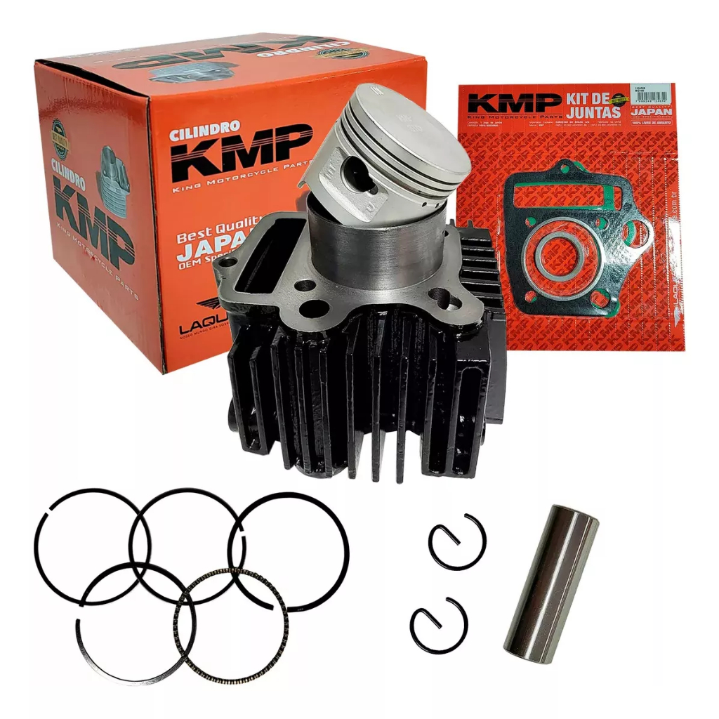 Kit Cilindro Pistão Aneis Motor Biz 100 Ks 1998 Ate 2005 Kmp