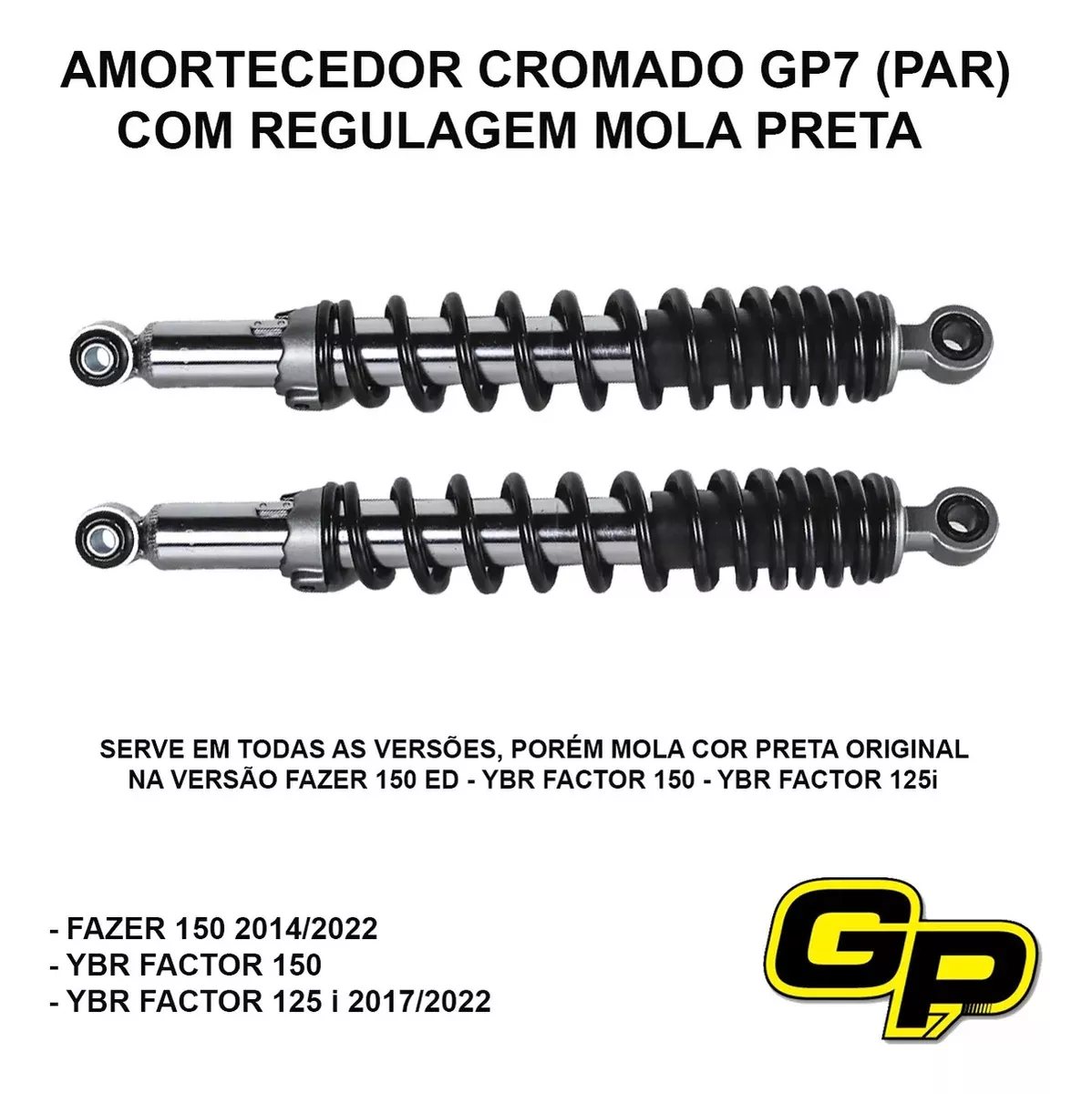 Par Amortecedor Fazer 150 2014 2015 2016 2017 2018 2019 2020 2021 2022 2023 2024 (Preto)