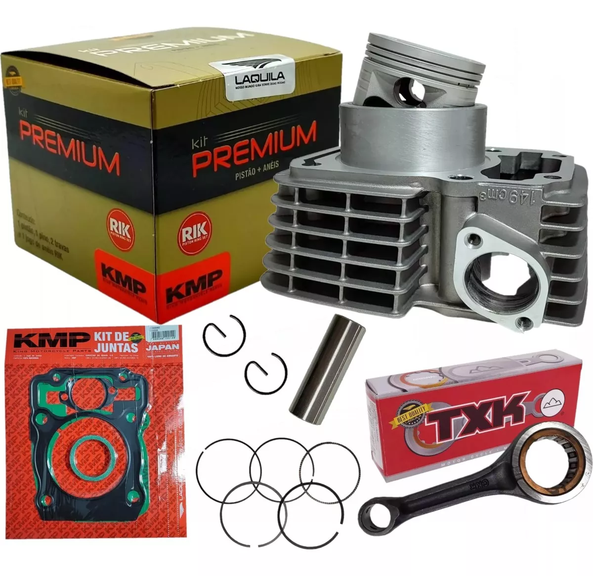 Kit Cilindro Cg150 Titan Fan Nxr150 Bros Biela Kmp Premium