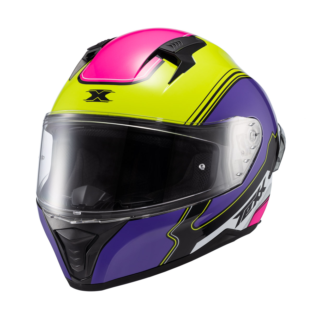 Capacete Moto Texx Raptor Hornet Verde Roxo Branco Rosa