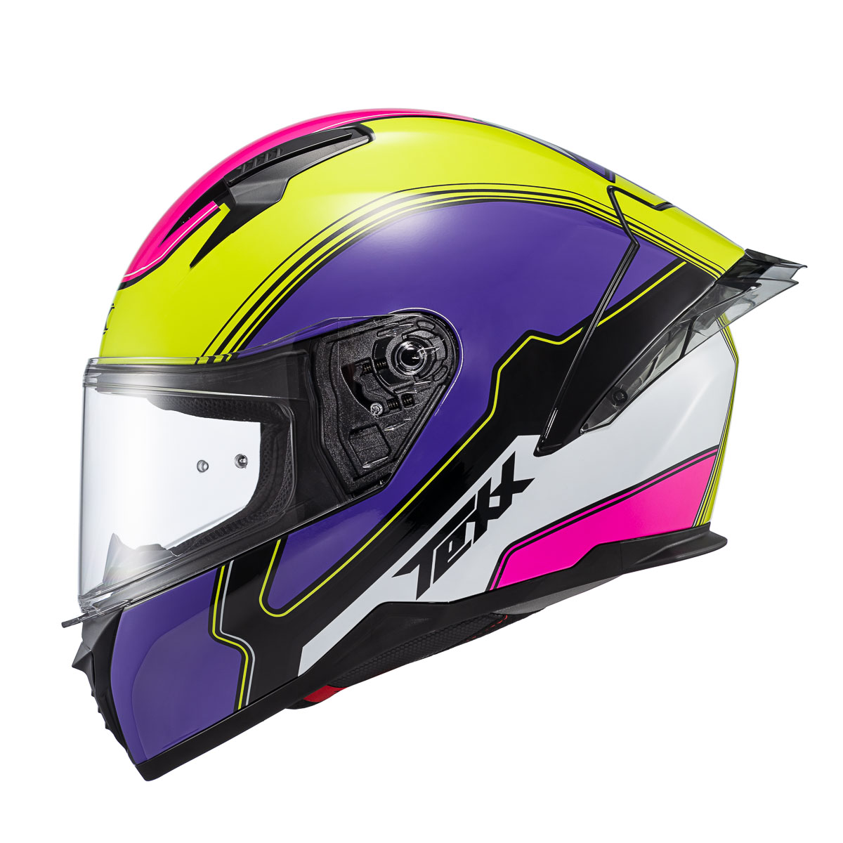 Capacete Moto Texx Raptor Hornet Verde Roxo Branco Rosa