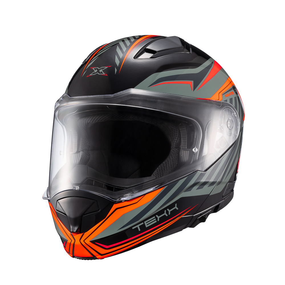 Capacete Moto Texx Kratos Nomade Preto Laranja Cinza