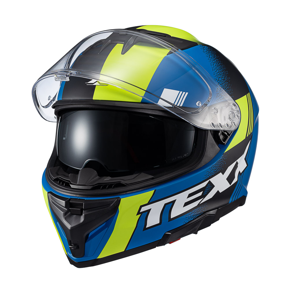 Capacete Moto Texx Kaiman Track Verde Preto Azul Fosco