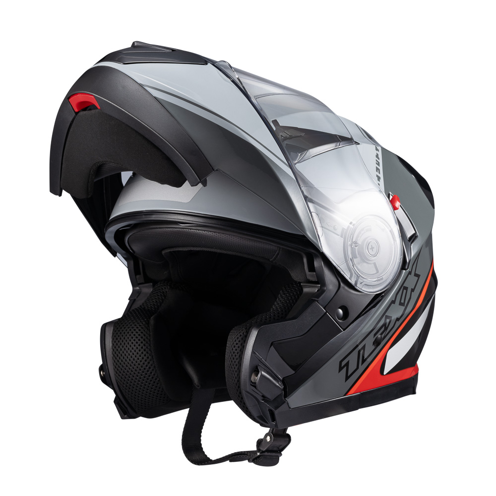 Capacete Moto Texx Gladiator V3 Makan Cinza Vermelho