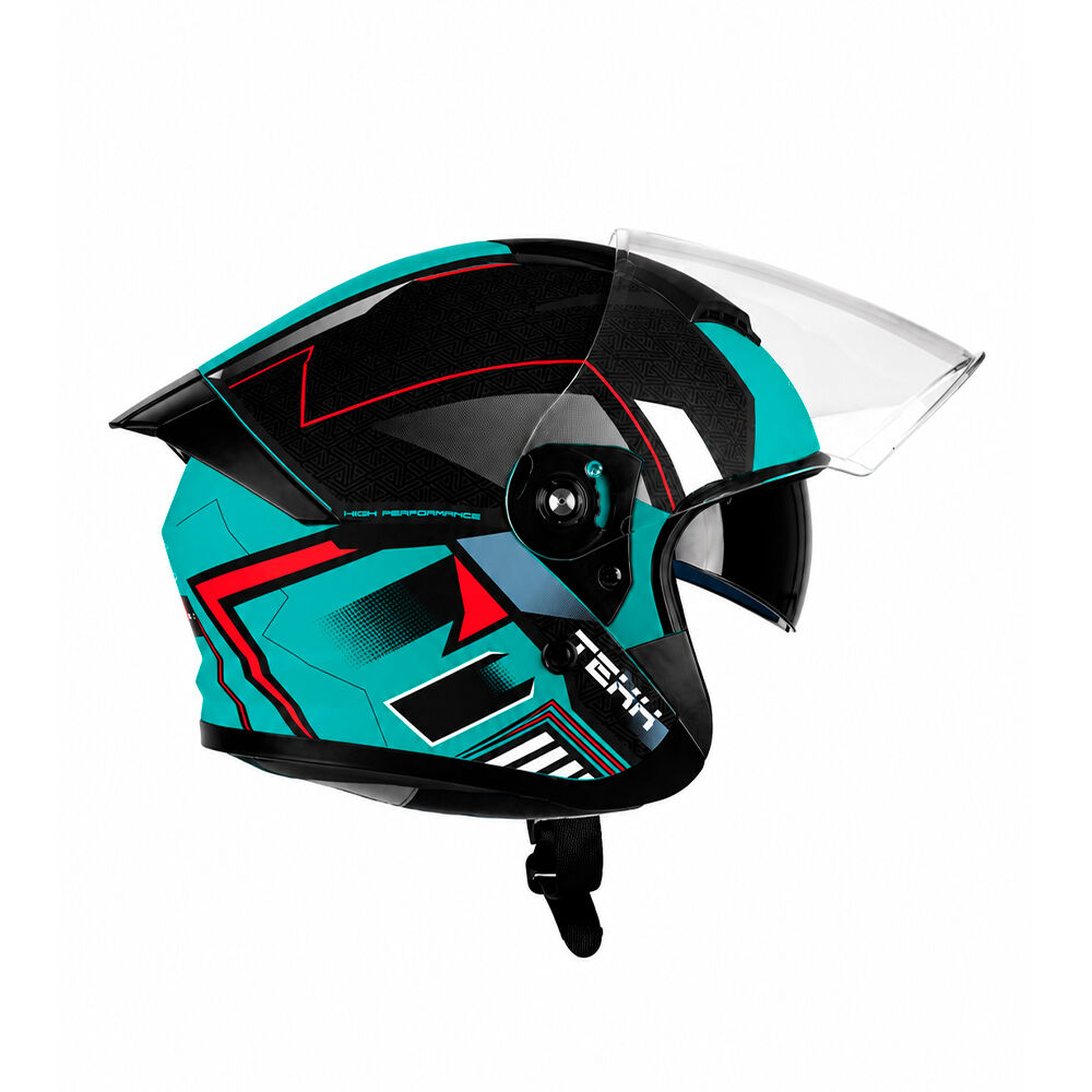 Capacete Moto Texx Aberto Ugello V2 Atlas Preto Azul Tiffany