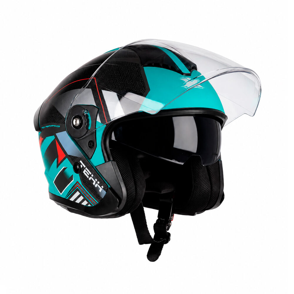 Capacete Moto Texx Aberto Ugello V2 Atlas Preto Azul Tiffany