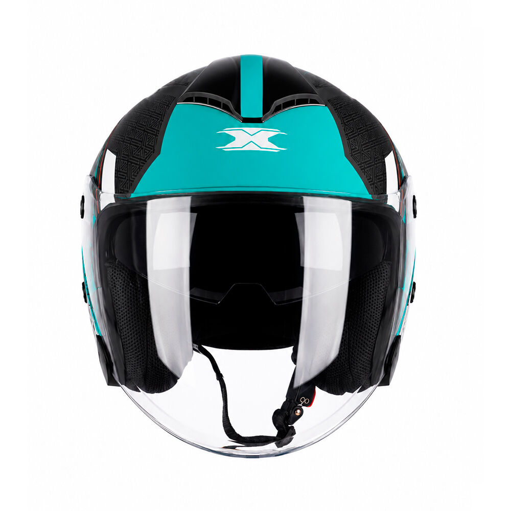 Capacete Moto Texx Aberto Ugello V2 Atlas Preto Azul Tiffany